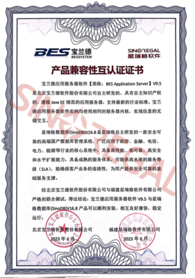 星瑞格數據庫與寶蘭德應用服務器完成產品兼容互認證，共筑國產化應用軟件服務新生態